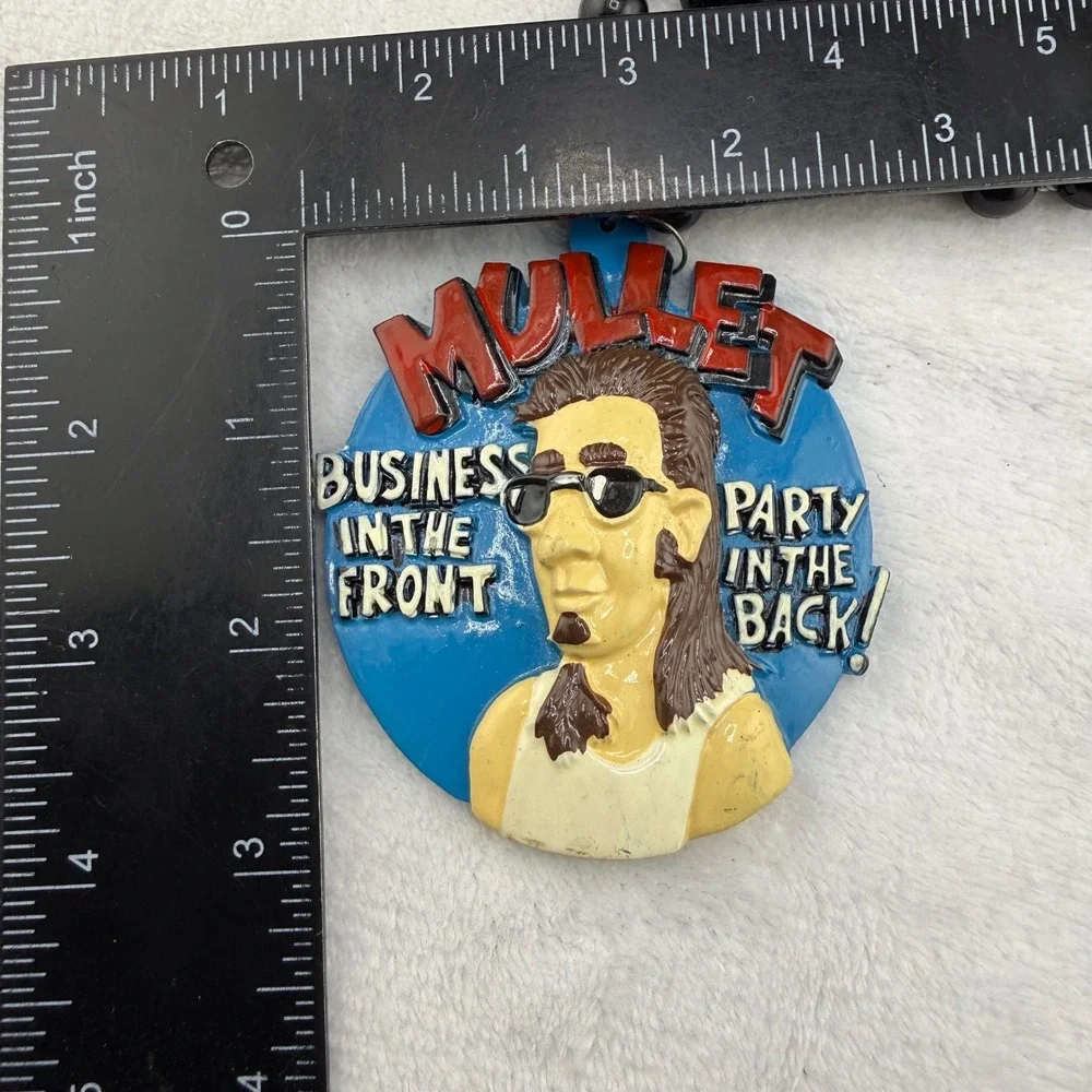 Vintage Mullet Necklace Blue Business In The Front Party In The Back Resin 34